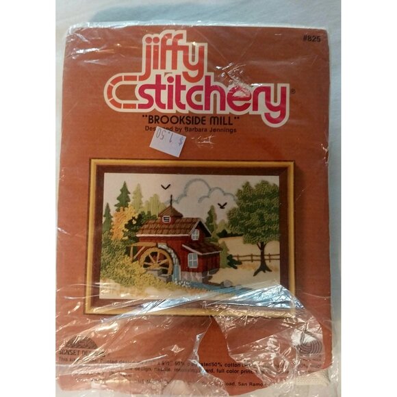 Jiffy Stitchery "Brookside Mill" Wool Needlepoint Kit Vintage Country Cottage - Picture 1 of 6